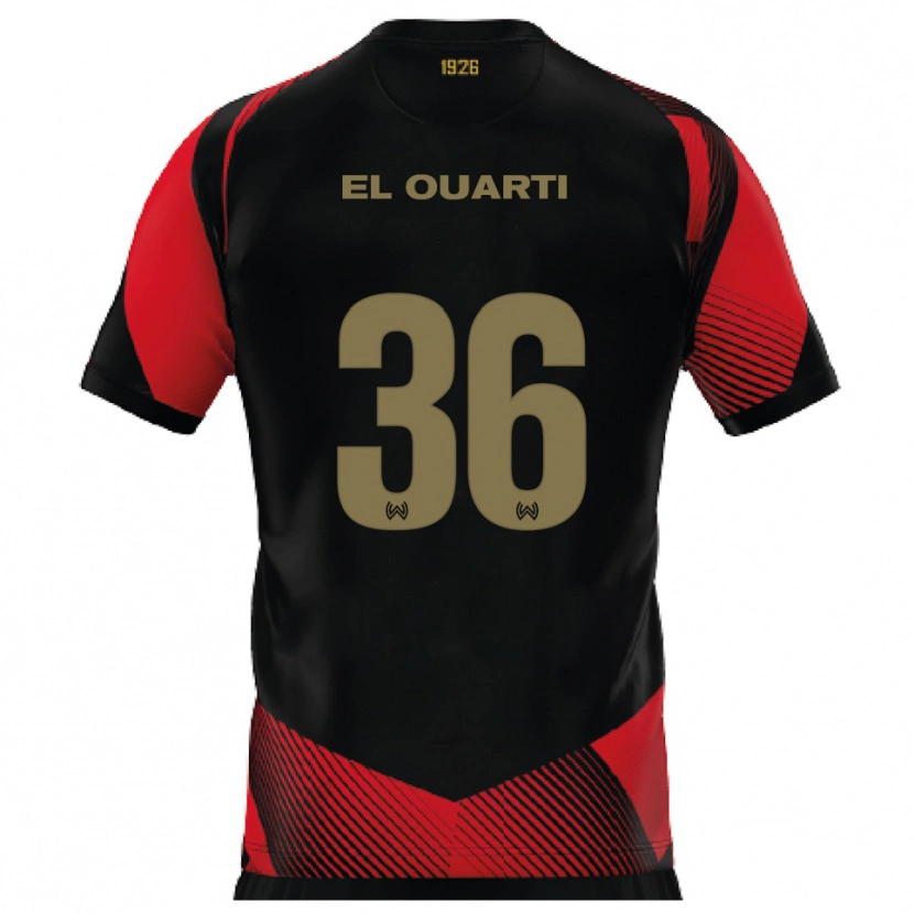 Danxen Hombre Camiseta Nassim El Ouarti #36 Negro Rojo 1ª Equipación 2025/26 La Camisa