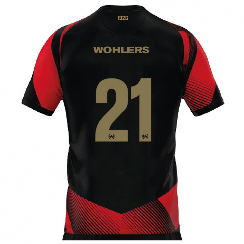 Danxen Hombre Camiseta Ole Wohlers #21 Negro Rojo 1ª Equipación 2025/26 La Camisa