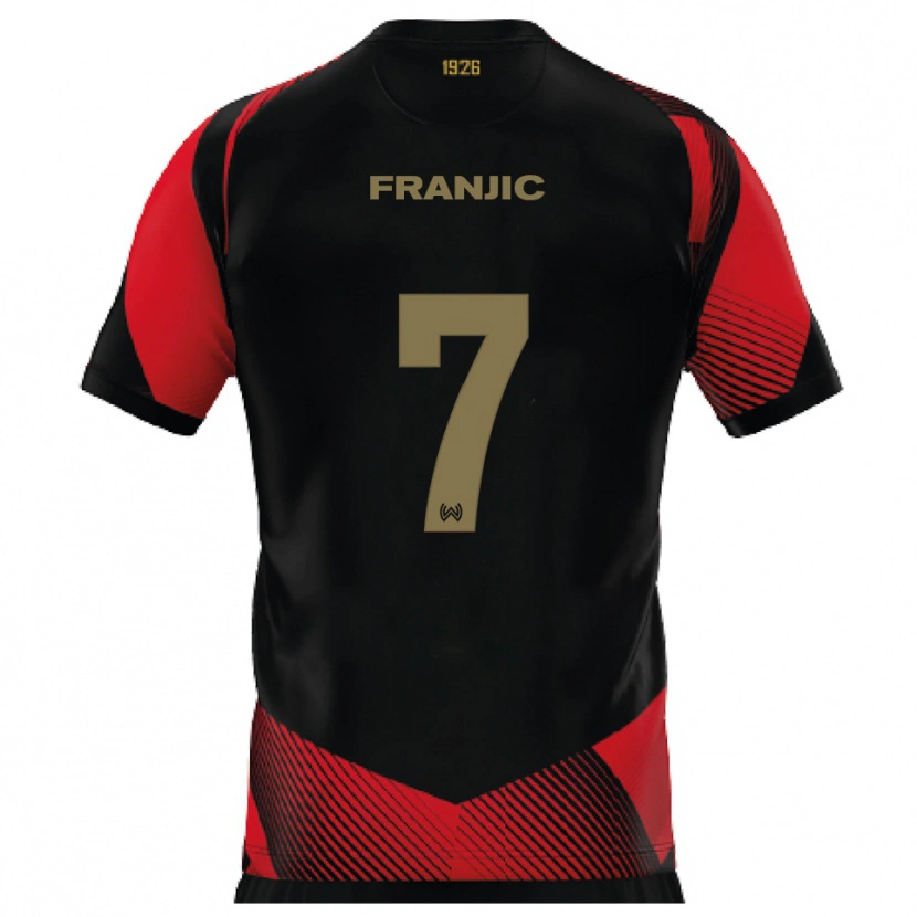 Danxen Hombre Camiseta Ivan Franjic #7 Negro Rojo 1ª Equipación 2025/26 La Camisa