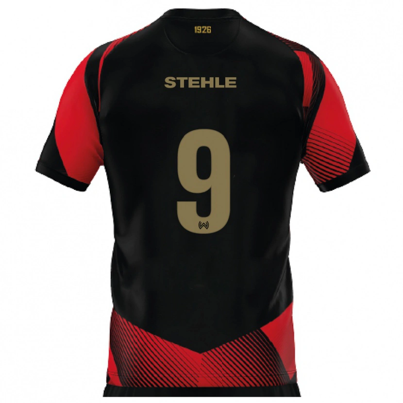 Danxen Hombre Camiseta Simon Stehle #9 Negro Rojo 1ª Equipación 2025/26 La Camisa