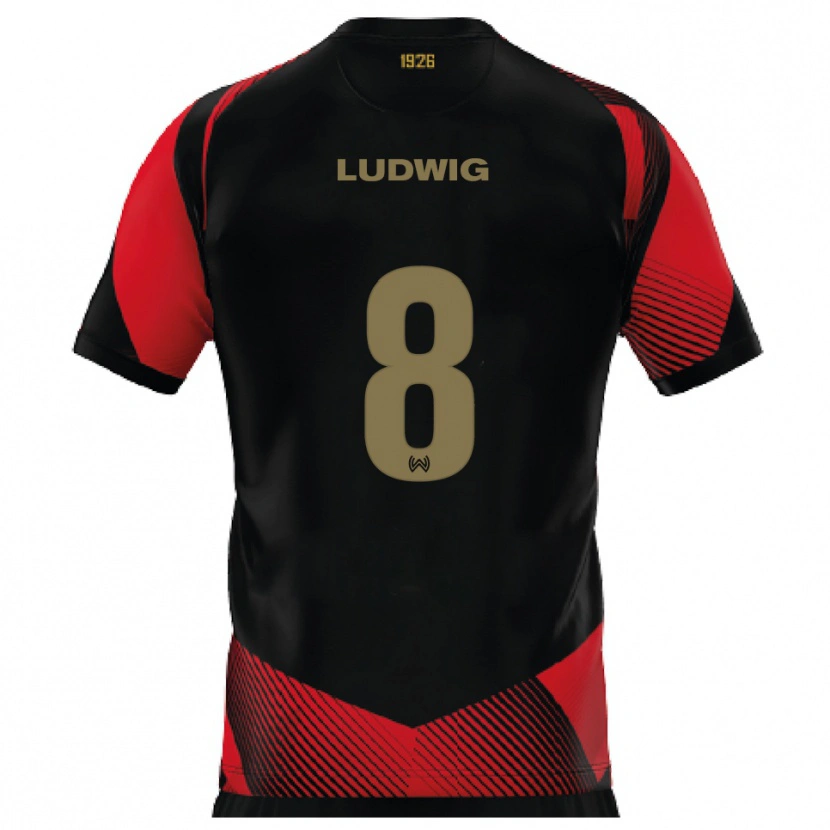 Danxen Hombre Camiseta Milan Ludwig #8 Negro Rojo 1ª Equipación 2025/26 La Camisa