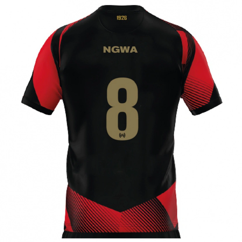 Danxen Hombre Camiseta Jermaine Ngwa #8 Negro Rojo 1ª Equipación 2025/26 La Camisa