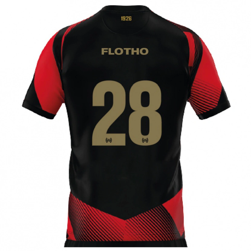 Danxen Hombre Camiseta Moritz Flotho #28 Negro Rojo 1ª Equipación 2025/26 La Camisa