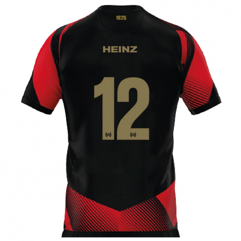 Danxen Hombre Camiseta Lewin Heinz #12 Negro Rojo 1ª Equipación 2025/26 La Camisa