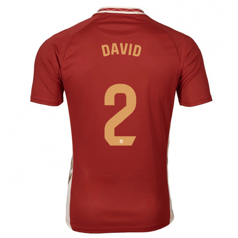 Danxen Hombre Camiseta David Rodríguez #2 Borgoña Dorado 2ª Equipación 2025/26 La Camisa