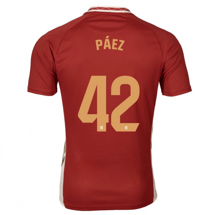 Danxen Hombre Camiseta David Páez #42 Borgoña Dorado 2ª Equipación 2025/26 La Camisa