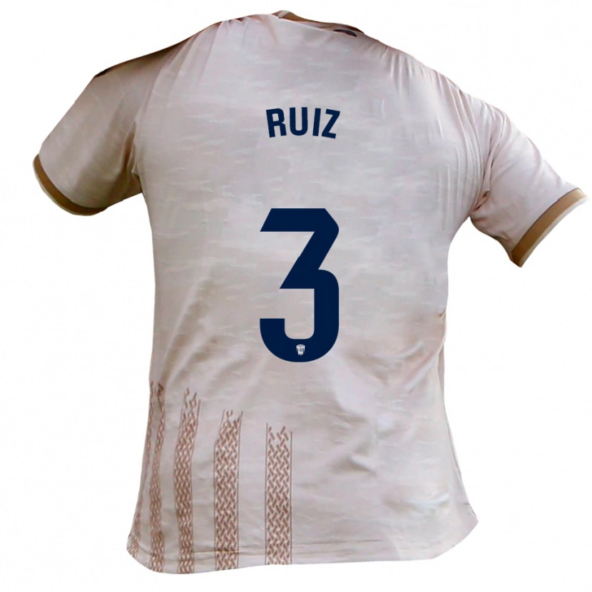 Danxen Hombre Camiseta David Ruiz #3 Blanquecino Marrón 2ª Equipación 2025/26 La Camisa