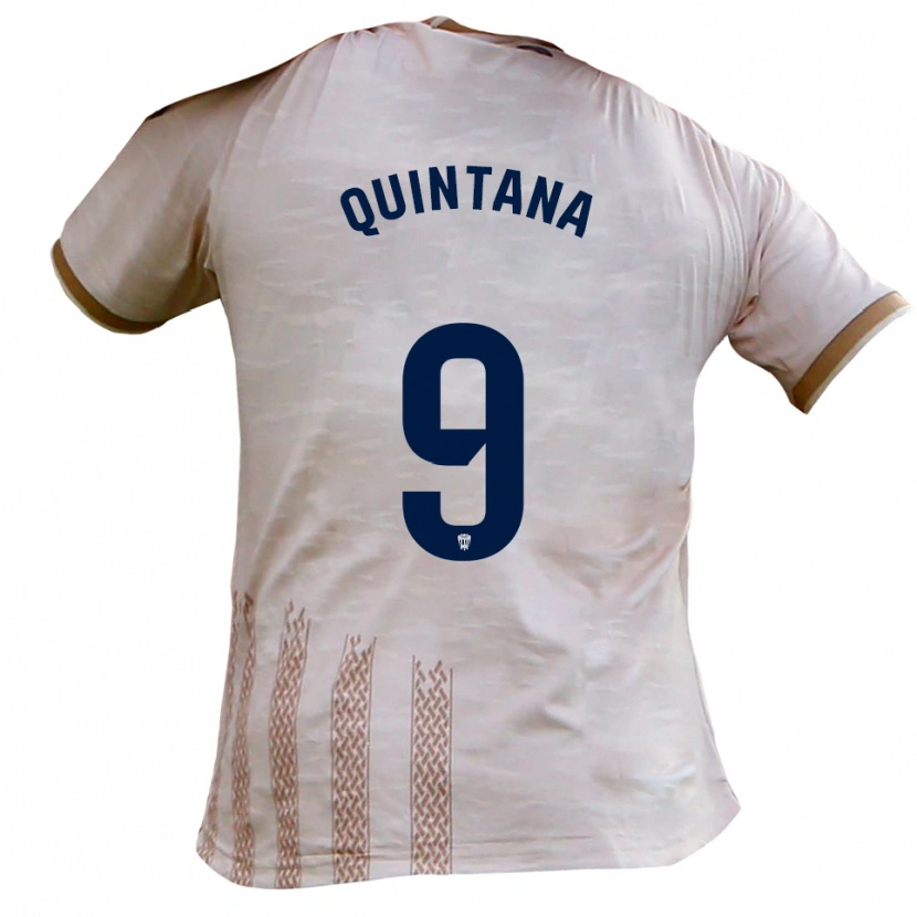 Danxen Hombre Camiseta Nacho Quintana #9 Blanquecino Marrón 2ª Equipación 2025/26 La Camisa