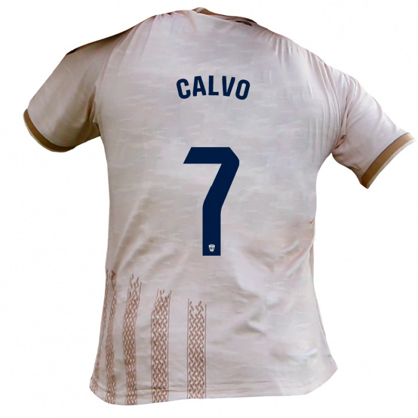Danxen Hombre Camiseta Borja Calvo #7 Blanquecino Marrón 2ª Equipación 2025/26 La Camisa