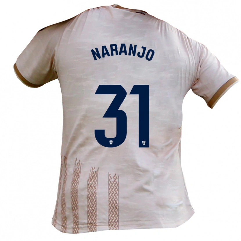 Danxen Hombre Camiseta David Naranjo #31 Blanquecino Marrón 2ª Equipación 2025/26 La Camisa