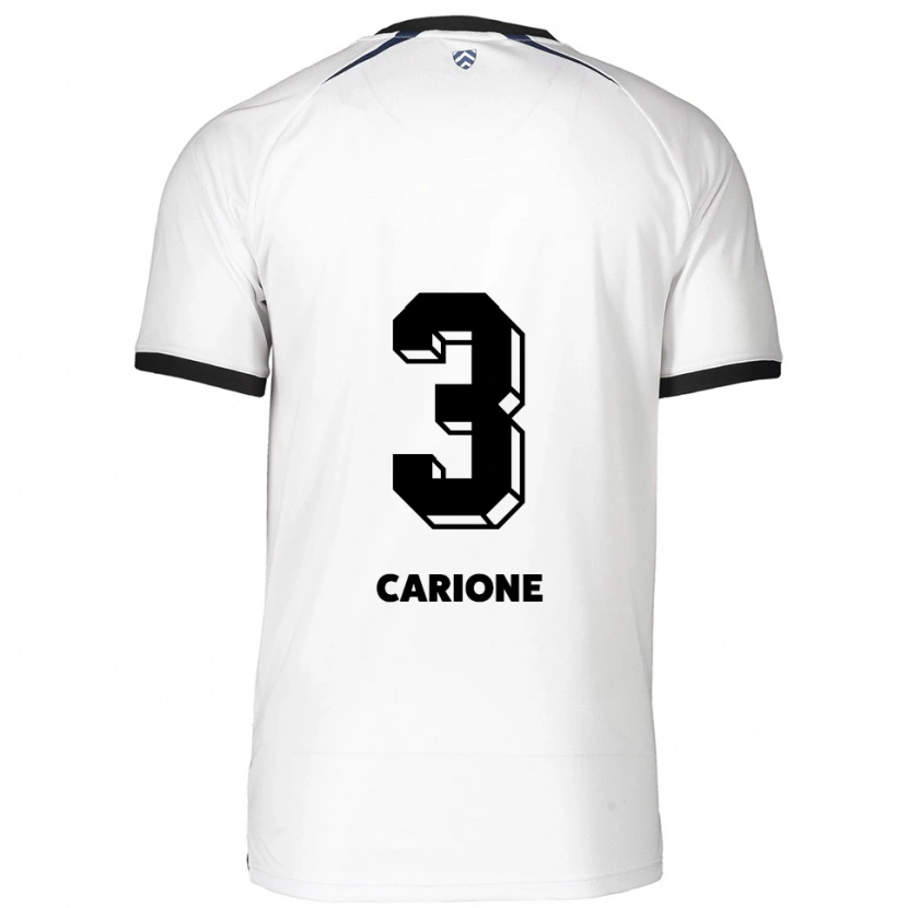 Danxen Hombre Camiseta Cristiano Carione #3 Blanco Negro 2ª Equipación 2025/26 La Camisa