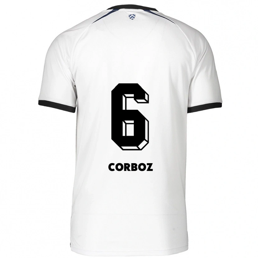 Danxen Hombre Camiseta Mael Corboz #6 Blanco Negro 2ª Equipación 2025/26 La Camisa