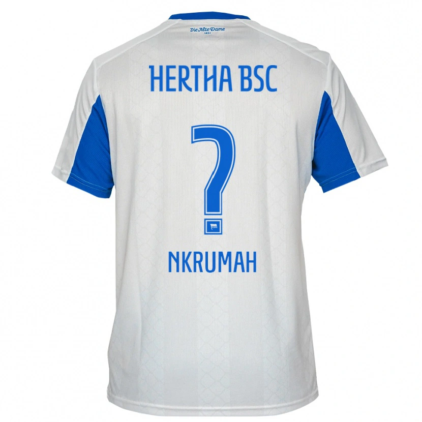 Danxen Hombre Camiseta Jeff Nkrumah #0 Blanco Azul 2ª Equipación 2025/26 La Camisa