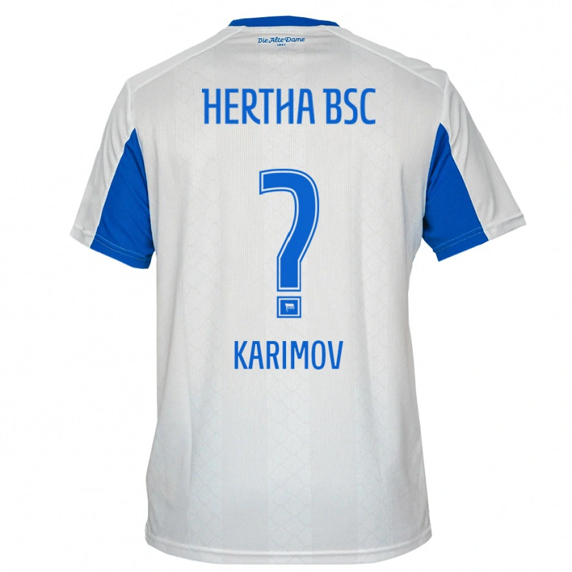 Danxen Hombre Camiseta Farrukh Karimov #0 Blanco Azul 2ª Equipación 2025/26 La Camisa