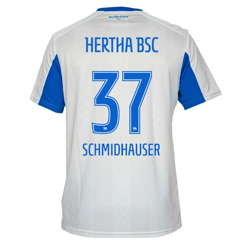 Danxen Hombre Camiseta Oliver Schmidhauser #37 Blanco Azul 2ª Equipación 2025/26 La Camisa