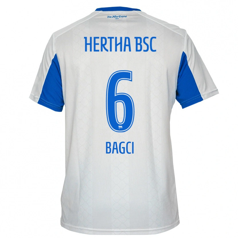 Danxen Hombre Camiseta Elyas Bagci #6 Blanco Azul 2ª Equipación 2025/26 La Camisa