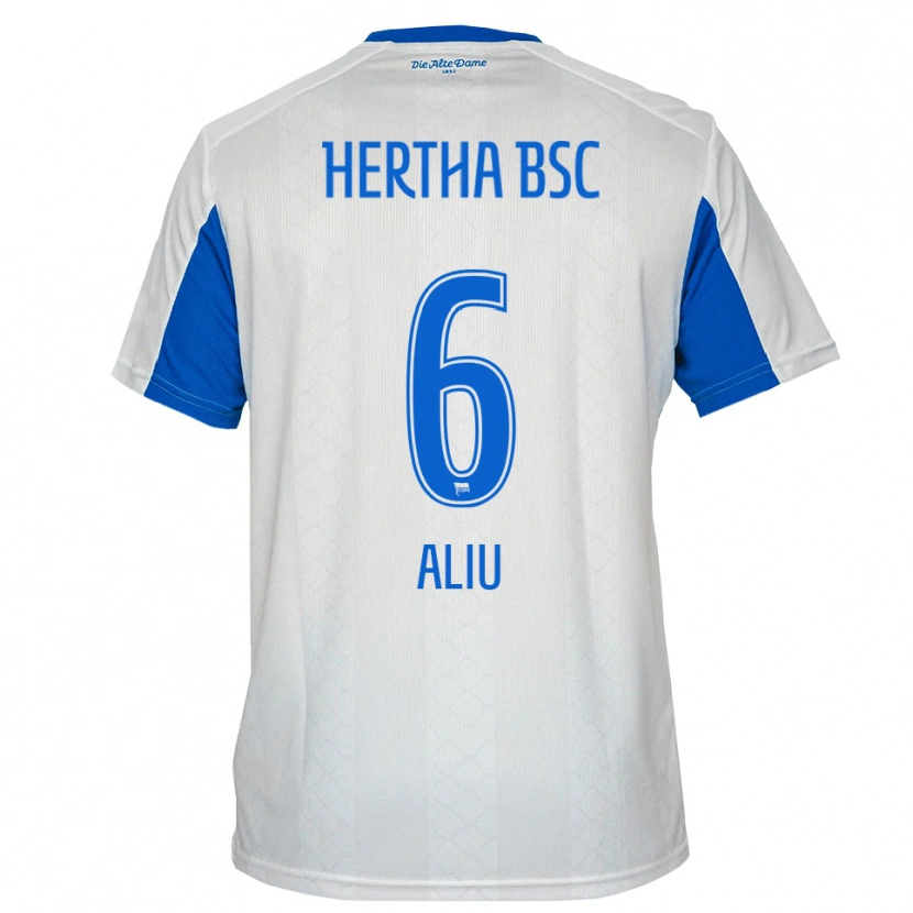 Danxen Hombre Camiseta Lorent Aliu #6 Blanco Azul 2ª Equipación 2025/26 La Camisa