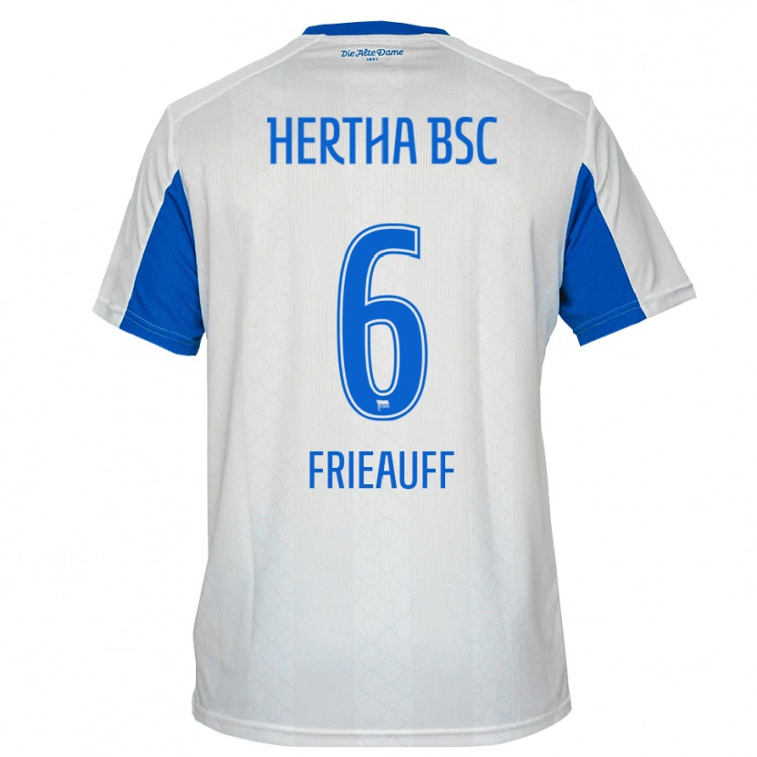 Danxen Hombre Camiseta Elina Frieauff #6 Blanco Azul 2ª Equipación 2025/26 La Camisa