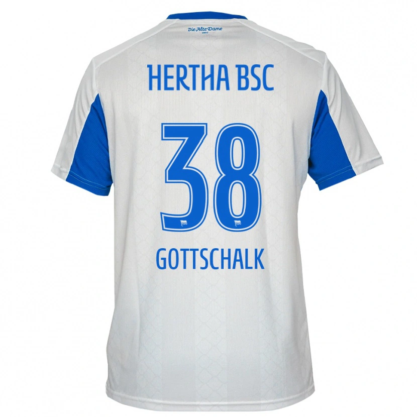 Danxen Hombre Camiseta Julius Gottschalk #38 Blanco Azul 2ª Equipación 2025/26 La Camisa