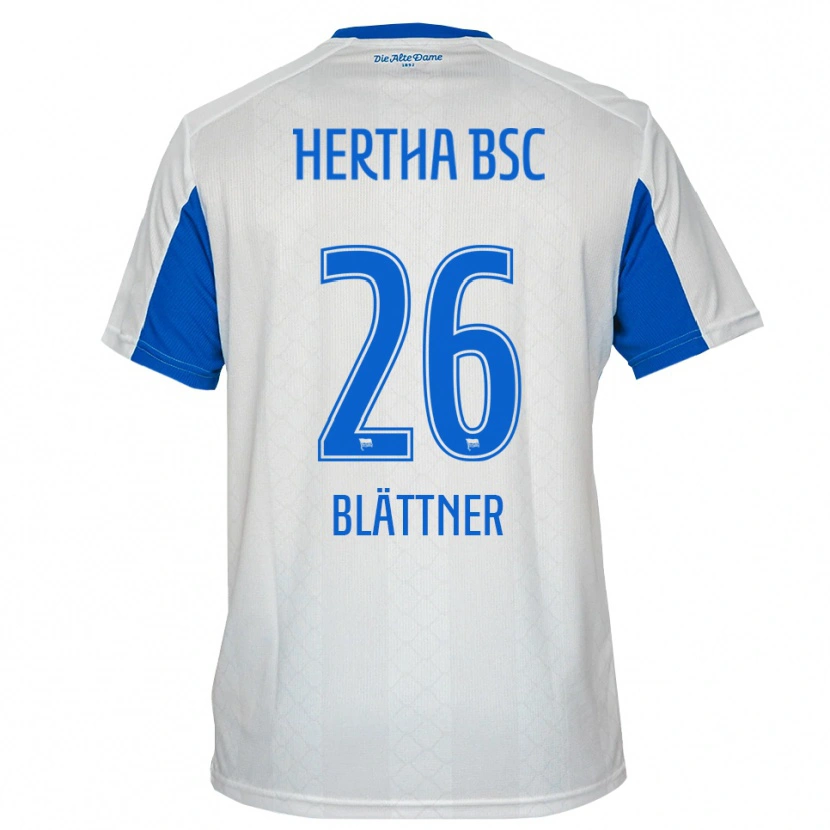 Danxen Hombre Camiseta Amelie Blättner #26 Blanco Azul 2ª Equipación 2025/26 La Camisa