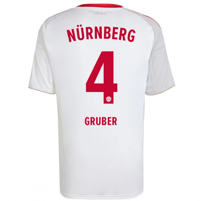 Danxen Hombre Camiseta Fabio Gruber #4 Blanco Rojo 2ª Equipación 2025/26 La Camisa