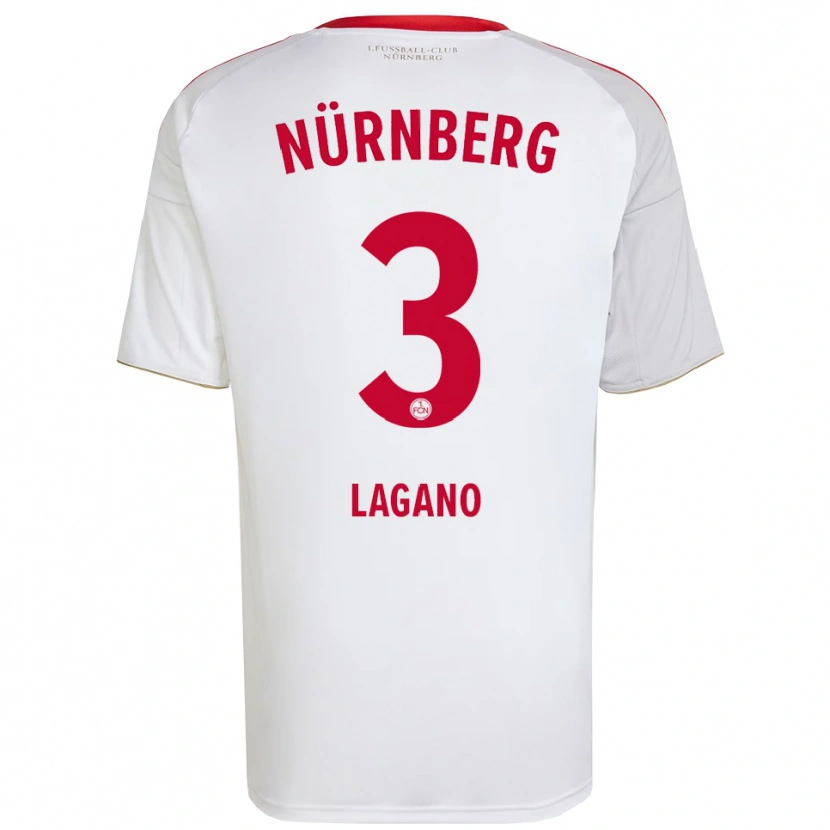 Danxen Hombre Camiseta Fabio Lagano #3 Blanco Rojo 2ª Equipación 2025/26 La Camisa