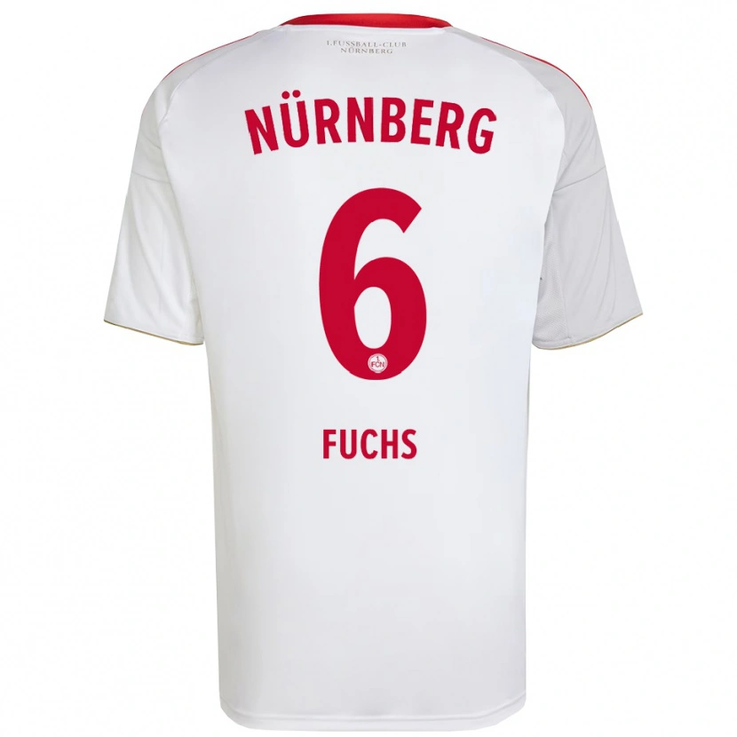 Danxen Hombre Camiseta Pascal Fuchs #6 Blanco Rojo 2ª Equipación 2025/26 La Camisa