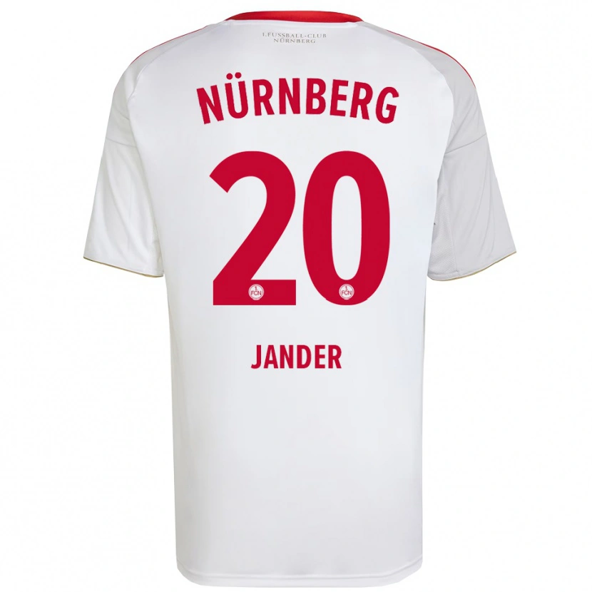 Danxen Hombre Camiseta Caspar Jander #20 Blanco Rojo 2ª Equipación 2025/26 La Camisa