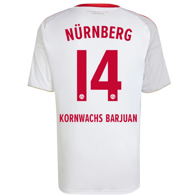Danxen Hombre Camiseta Marc Kornwachs Barjuan #14 Blanco Rojo 2ª Equipación 2025/26 La Camisa