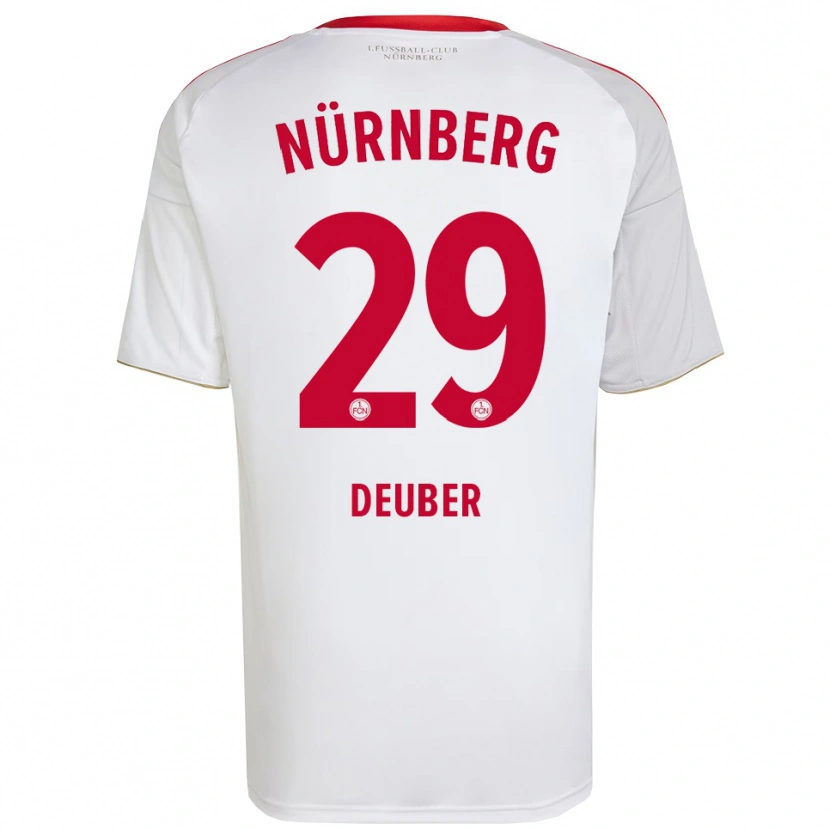 Danxen Hombre Camiseta Hanna Deuber #29 Blanco Rojo 2ª Equipación 2025/26 La Camisa