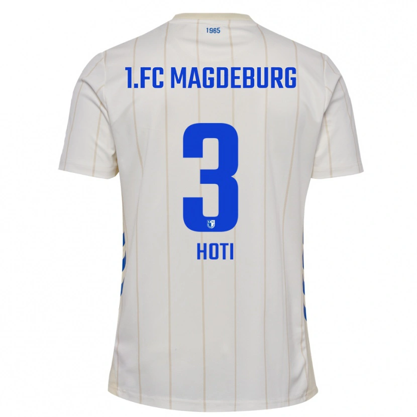 Danxen Hombre Camiseta Andi Hoti #3 Blanco Azul 2ª Equipación 2025/26 La Camisa