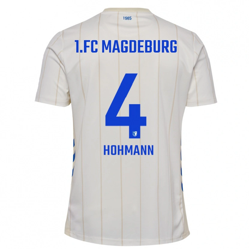 Danxen Hombre Camiseta Malte Hohmann #4 Blanco Azul 2ª Equipación 2025/26 La Camisa