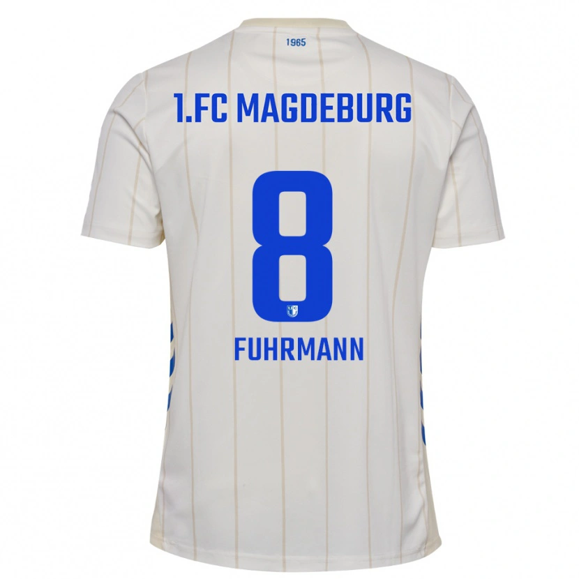 Danxen Hombre Camiseta Felix Fuhrmann #8 Blanco Azul 2ª Equipación 2025/26 La Camisa