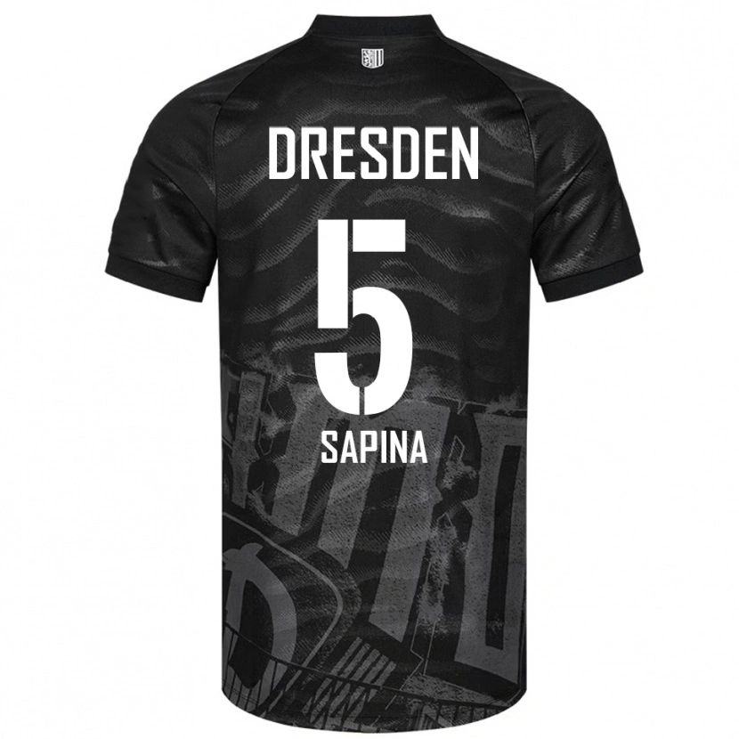 Danxen Hombre Camiseta Vinko Sapina #5 Negro Gris 2ª Equipación 2025/26 La Camisa