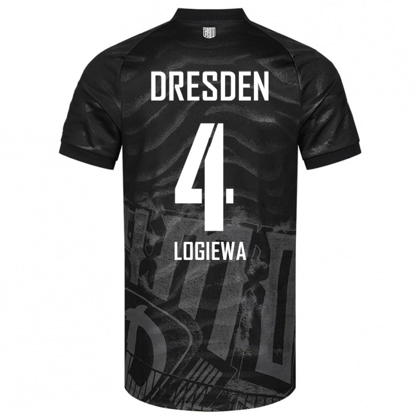 Danxen Hombre Camiseta Luca Logiewa #4 Negro Gris 2ª Equipación 2025/26 La Camisa