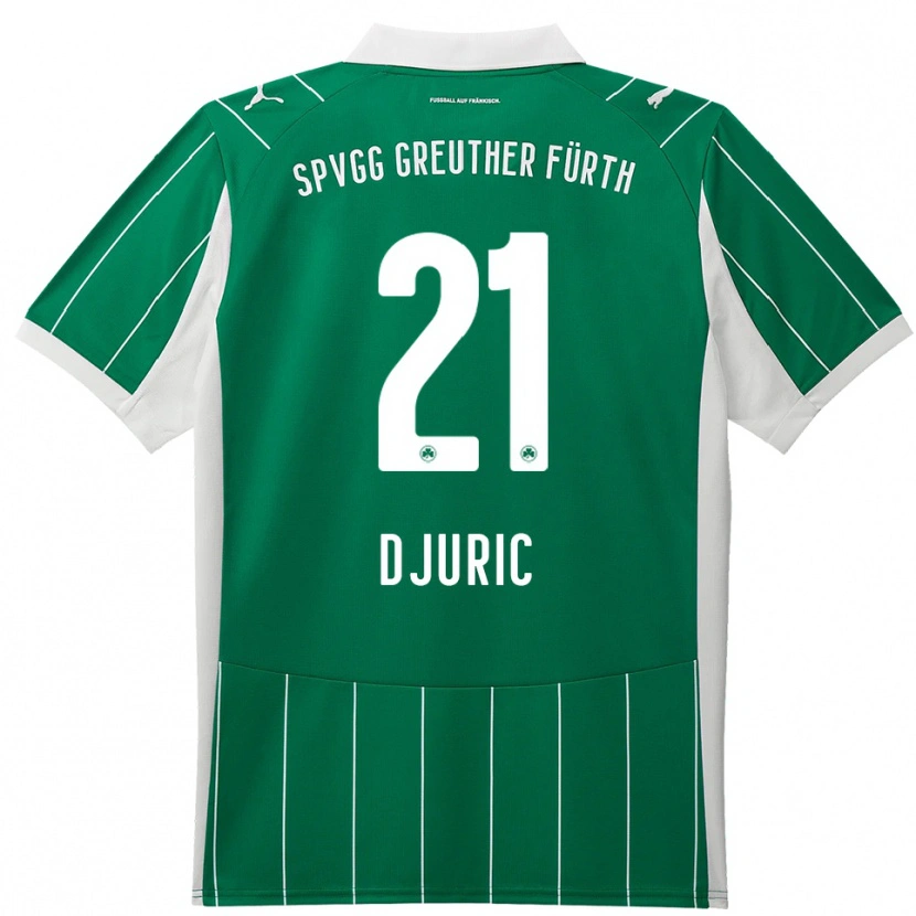 Danxen Hombre Camiseta Andrej Djuric #21 Verde Blanco 2ª Equipación 2025/26 La Camisa