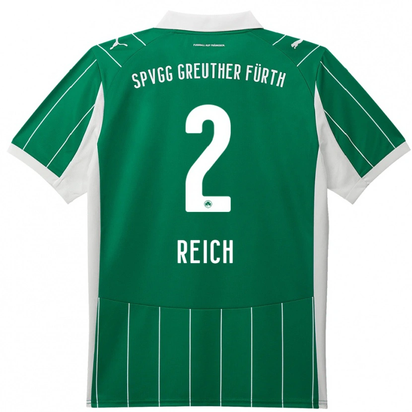 Danxen Hombre Camiseta Lukas Reich #2 Verde Blanco 2ª Equipación 2025/26 La Camisa