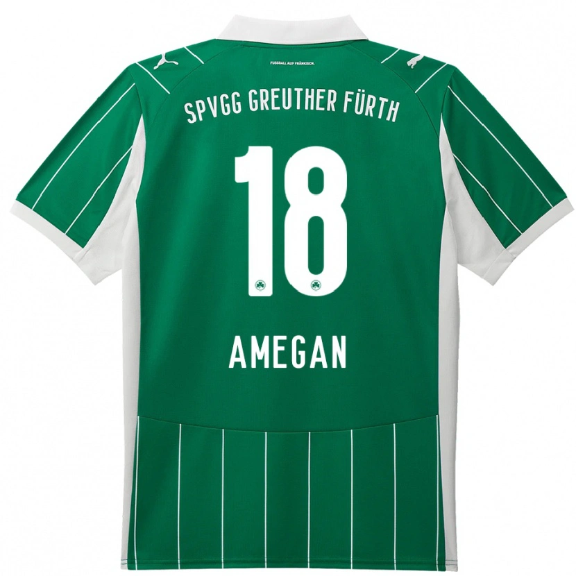 Danxen Hombre Camiseta Dodji Amegan #18 Verde Blanco 2ª Equipación 2025/26 La Camisa