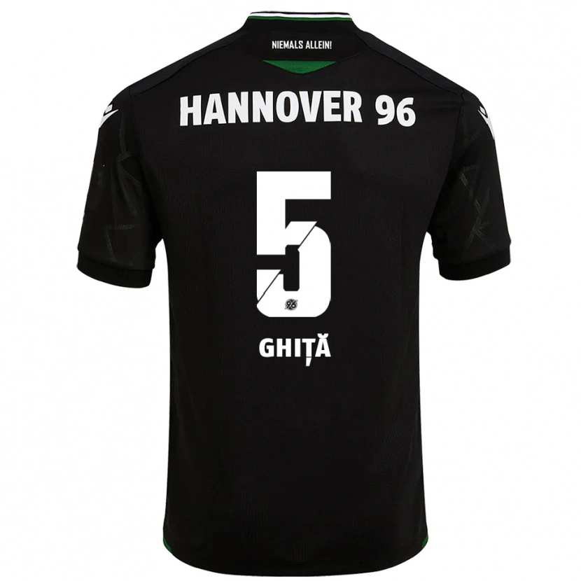 Danxen Hombre Camiseta Virgil Ghiță #5 Negro Verde 2ª Equipación 2025/26 La Camisa