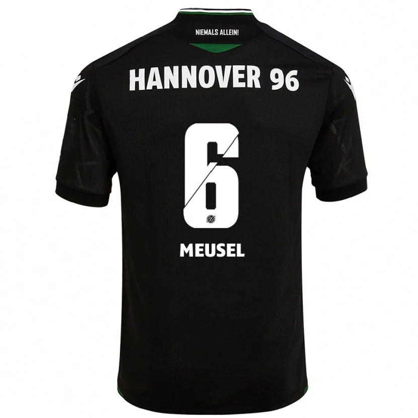 Danxen Hombre Camiseta Julius Meusel #6 Negro Verde 2ª Equipación 2025/26 La Camisa