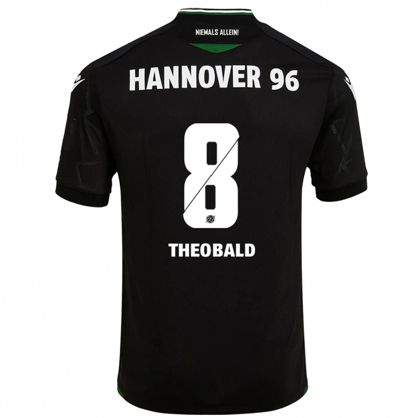 Danxen Hombre Camiseta Lara Theobald #8 Negro Verde 2ª Equipación 2025/26 La Camisa