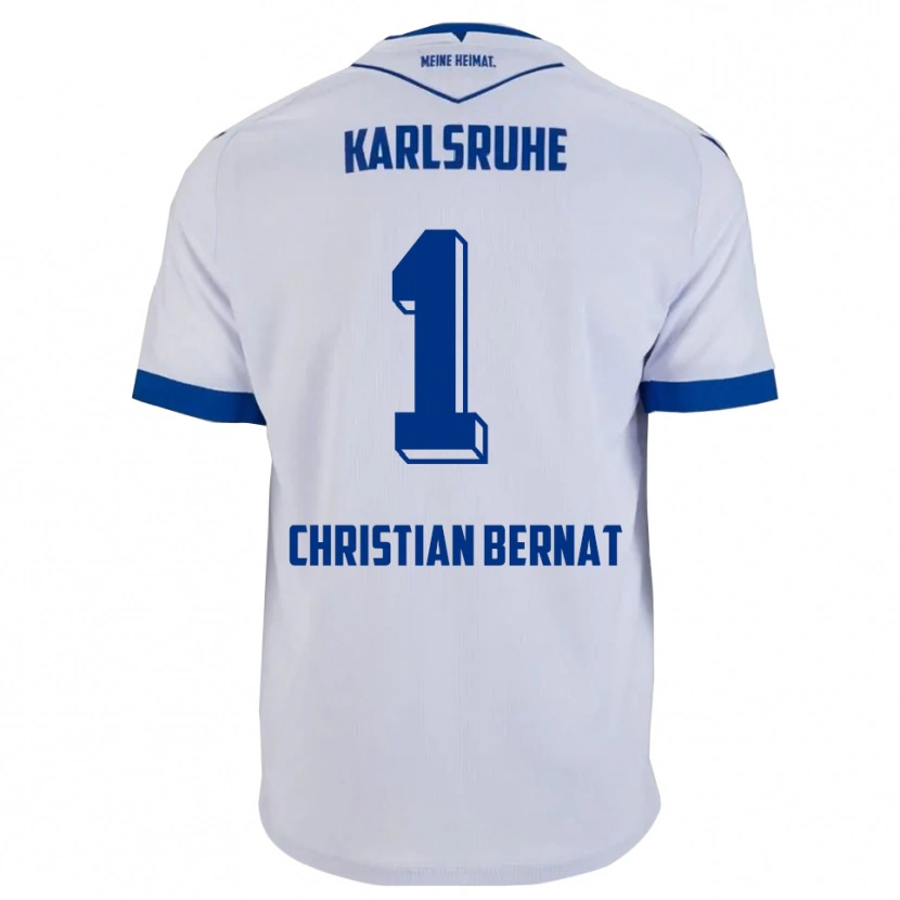 Danxen Hombre Camiseta Hans Christian Bernat #1 Blanco Azul 2ª Equipación 2025/26 La Camisa