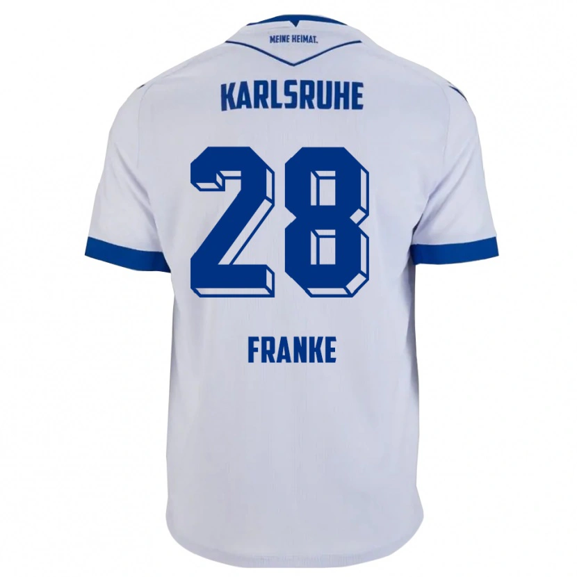 Danxen Hombre Camiseta Marcel Franke #28 Blanco Azul 2ª Equipación 2025/26 La Camisa