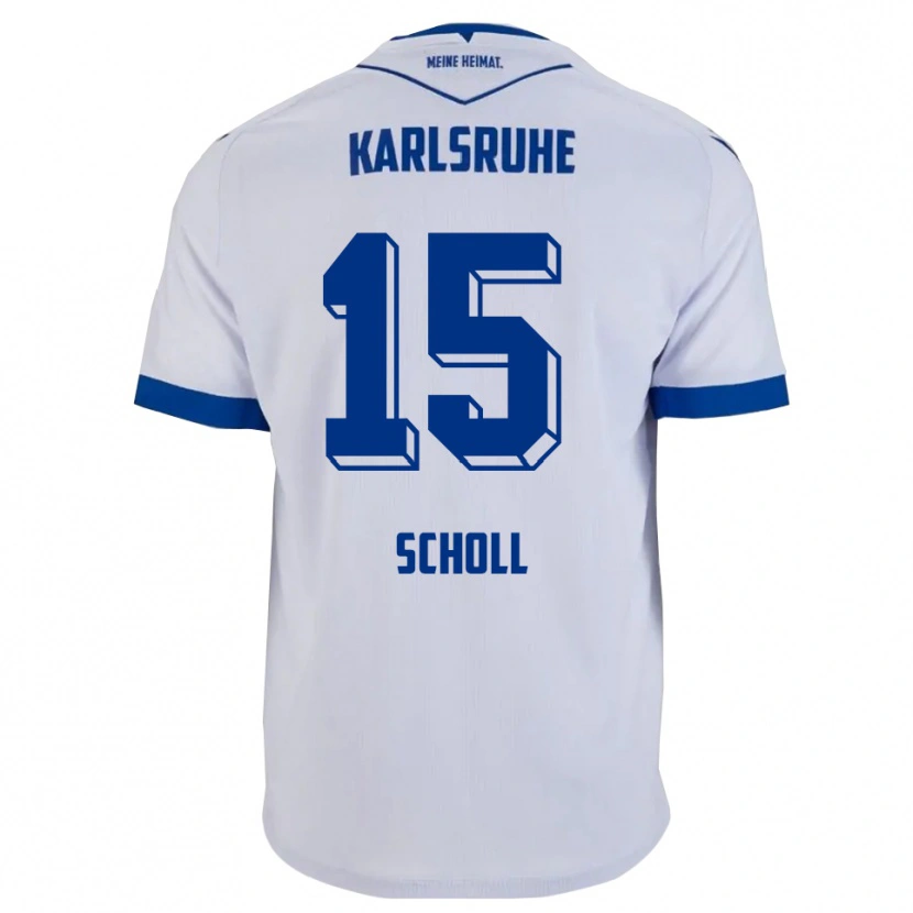 Danxen Hombre Camiseta Paul Scholl #15 Blanco Azul 2ª Equipación 2025/26 La Camisa