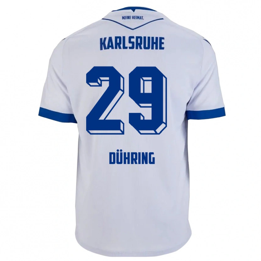 Danxen Hombre Camiseta Niclas Dühring #29 Blanco Azul 2ª Equipación 2025/26 La Camisa
