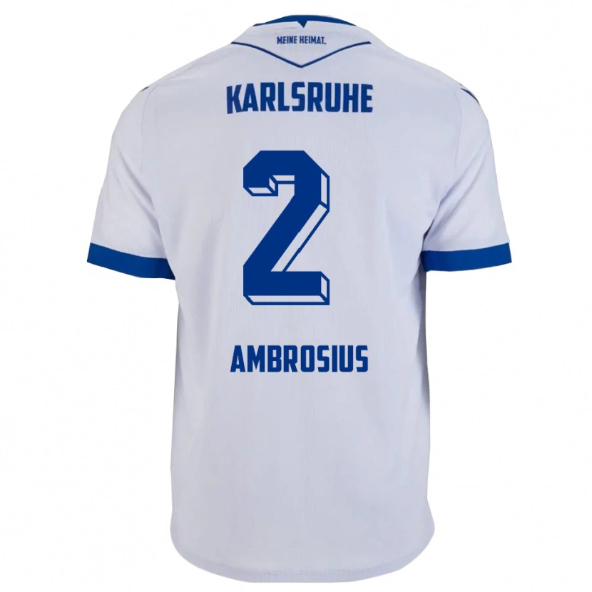 Danxen Hombre Camiseta Emilio Ambrosius #2 Blanco Azul 2ª Equipación 2025/26 La Camisa