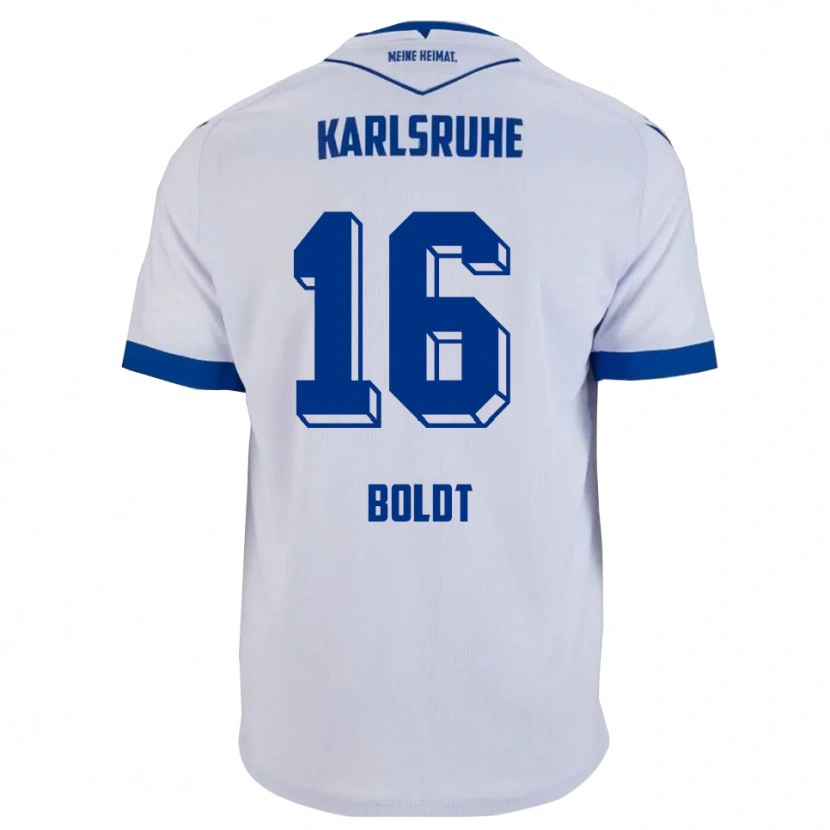 Danxen Hombre Camiseta Tim Boldt #16 Blanco Azul 2ª Equipación 2025/26 La Camisa