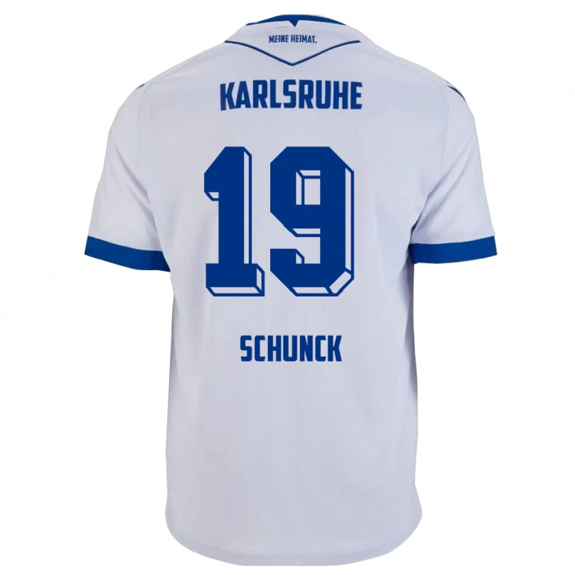 Danxen Hombre Camiseta Tim Schunck #19 Blanco Azul 2ª Equipación 2025/26 La Camisa