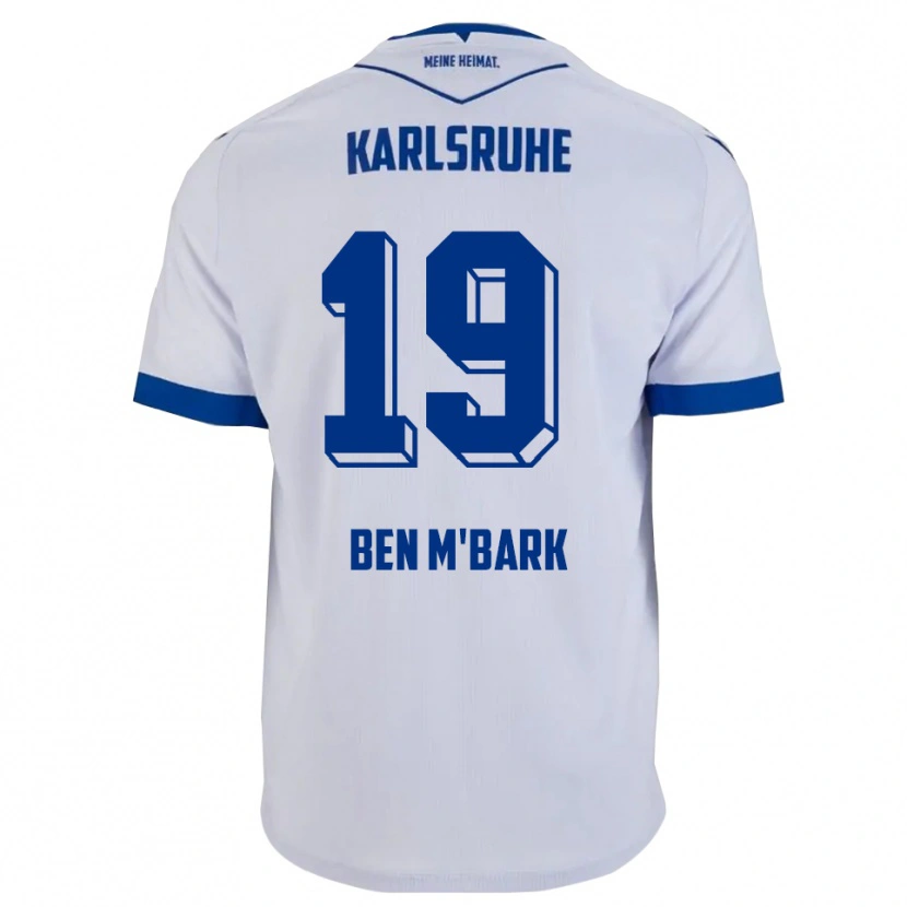 Danxen Hombre Camiseta Mohamed Ben M'bark #19 Blanco Azul 2ª Equipación 2025/26 La Camisa