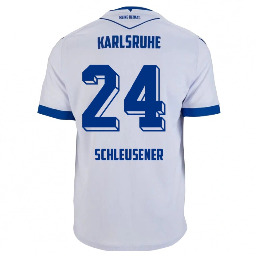 Danxen Hombre Camiseta Fabian Schleusener #24 Blanco Azul 2ª Equipación 2025/26 La Camisa